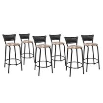 Kit 6 Banquetas Para Bancada 60cm Preta Junco Preto Balcão Ilha Bistrô Bar Cozinha Gourmet Área de Lazer Piscina Kit 6 Banquetas Para Bancada 60cm Preta Junco Preto Balcão Ilha Bistrô Bar Cozinha Gourmet Área de Lazer Piscina