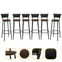 Kit 6 Banquetas Preta Alta Para Cozinha Gourmet Balcão Lanchonete Sorveteria Bar Bistrô Bancada Itagold