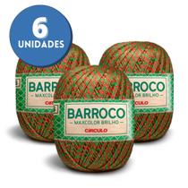 Kit 6 Barbante Barroco Maxcolor Brilho Ouro N6 Círculo - Cor 9818 Natalina - Natal Verde Vermelho