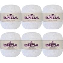 Kit 6 Barbante Fino n2 EuroRoma Especial 500 gramas Cru e Branco para Crochê