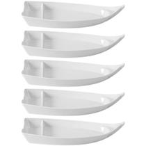 Kit 6 Barcas para Sushi Sashimi Melamina Branca Comida Japonesa Gourmet Mix