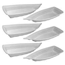 Kit 6 Barcos Açaí Sushi 42X18X7Cm Grande Branco 1400Ml