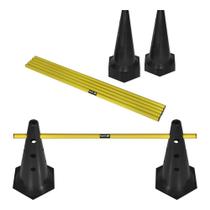 Kit 6 Barreiras de Salto com Cone 50cm Muvin Ajustável Desmontável Treinamento Funcional Agilidade