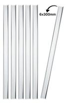Kit 6 Bastões Agitadores 6x300mm Vidro Maciço Ponta Lapidada Kit 6 Bastões Agitadores 6x300mm Vidro Maciço Ponta Lapidada