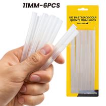 Kit 6 Bastões de Cola Quente Grossa 11mm para Pistola Pequena Transparente BOM5537