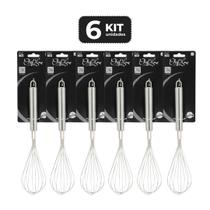 Kit 6 batedor de ovos fouet inox 28,5 cm