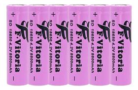 Kit 6 Bateria 18650 Li-ion 8800mAh 3.7V Rosa Sem Pino Ideal Lanterna Tática Recarregável