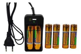 Kit 6 Baterias 18650 3.7V 12800mah + Carregador duplo Led Recarregável Para Lanterna Rádio Kit 6 Baterias 18650 3.7V 12800mah + Carregador duplo Led Recarregável Para Lanterna Rádio