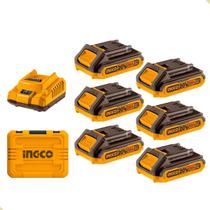 Kit 6 Baterias 20v 2.0ah + Carregador Ingco - Fbcli2062-9