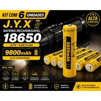 Kit 6 Baterias Recarregáveis JYX 18650 9800mAh 3.7V Proteção Sobrecarga Kit 6 Baterias Recarregáveis JYX 18650 9800mAh 3.7V Proteção Sobrecarga