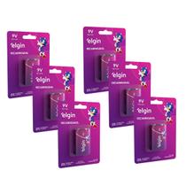 Kit 6 Baterias Recarregável 9 Volts Elgin 9v 250mah Original