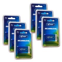 Kit 6 Baterias Recarregável 9 Volts Knup 9v 450mah Original