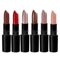 Kit 6 Batom Cores Itensas Cremoso e Cintilante Lipstick Koloss 3,5g
