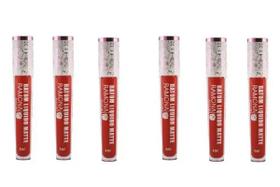 Kit 6 Batom Líquido Matte Cor 13 Dama de Verm. 4ml - Ramona Make Up