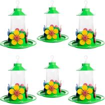 Kit 6 Bebedouro para Beija-flor Casa Jardim Flor Bandeja com Poleiro Verde 250ml Cada