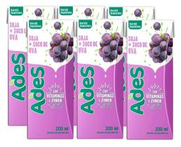 Kit 6 Bebida de Soja Sabor Uva Ades 200ml
