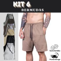 Kit 6 Bermudas Moletom Academia Casual Treino