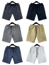 kit 6 bermudas moletom masculino adulto bolsos lateral com ziper