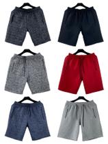 kit 6 bermudas moletom masculino adulto bolsos lateral com ziper