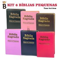 Kit 6 Bíblias Sagrada Pequena - Luxo Variadas - 9x13cm