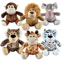 Kit 6 Bichos De Pelúcia Safari Nicho Decoração Bebê