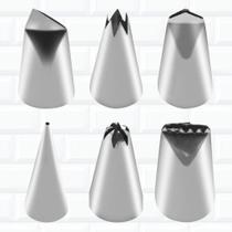 Kit 6 Bicos De Confeitar Essenciais 1M 1B Perlé Folha Pétala