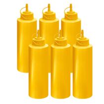 Kit 6 Bisnagas Grande Flexível 1 Litro Molhos Katchup Mostarda Maionese Profissional Multiuso