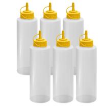 Kit 6 Bisnagas Grande Flexível 1 Litro Molhos Katchup Mostarda Maionese Profissional Multiuso