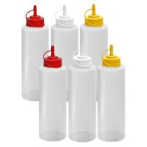 Kit 6 Bisnagas Grande Flexível 1 Litro Molhos Katchup Mostarda Maionese Profissional Multiuso