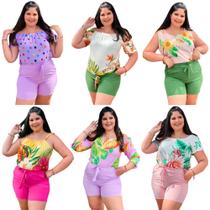 Kit 6 Blusa de viscose feminina leve GG plus atacado