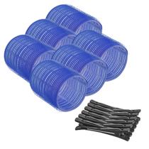 Kit 6 Bobs Formador de Cachos Para Cabelo 52mm + 12 Clips Bico de Pato Salão de Beleza Casa