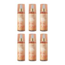 Kit 6 Body Splash Pêssego Belkit Fixação Prolongada 200ml