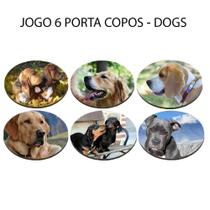 Kit 6 Bolacha de Copos Neoprene Redondo,Coleção Dog Pet Lovers
