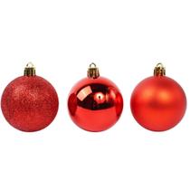 Kit 6 Bolas 8Cm Grande Natal Vermelhas Decoração Para Árvore