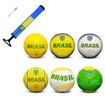 Kit 6 Bolas Copa Futebol Brasil + Bomba Campo Futsal Escola Kit 6 Bolas Copa Futebol Brasil + Bomba Campo Futsal Escola