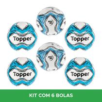 Kit 6 Bolas De Futebol de Salão Futsal Slick Adulto Topper Oficial - Azul