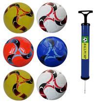 Kit 6 Bolas de Futebol F5 Pro Dexin Cores Sortidas + Bomba Kit 6 Bolas de Futebol F5 Pro Dexin Cores Sortidas + Bomba