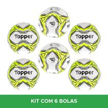 Kit 6 Bolas de Futebol Society Oficial Topper Slick - Amarela