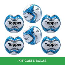 Kit 6 Bolas de Futebol Society Oficial Topper Slick - Azul