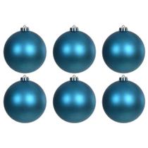Kit 6 Bolas De Natal Azul 12cm Fosca Enfeite Pendente Árvore