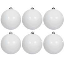 Kit 6 Bolas De Natal Branca 12cm Fosca Enfeite Pendente Kit 6 Bolas De Natal Branca 12cm Fosca Enfeite Pendente