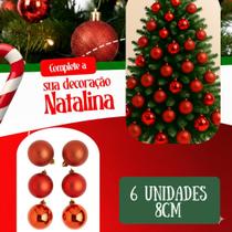 Kit 6 Bolas de Natal Douradas Decorativas Enfeites Fosco, Brilhante e Glitter para Árvore de Natal