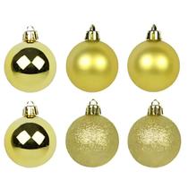 Kit 6 Bolas de Natal Fosca Lisa Glitter Dourada 7cm TD100-2DR - Rio Master