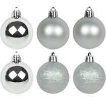 Kit 6 Bolas de Natal Fosca Lisa Glitter Prata 8cm TD101-3PR - Rio Master Kit 6 Bolas de Natal Fosca Lisa Glitter Prata 8cm TD101-3PR - Rio Master