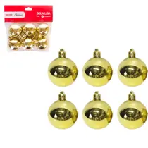 Kit 6 Bolas De Natal Lisa 4cm Dourada Decoração Árvore