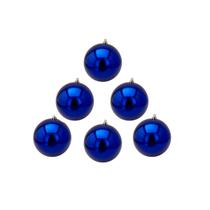 Kit 6 Bolas de Natal Metalizada Azul 12cm Decoração Árvore - Natalia Christmas