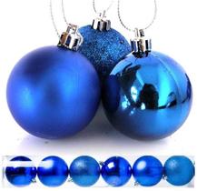 Kit 6 Bolas De Natal Mista Azul 8cm - Master Christmas