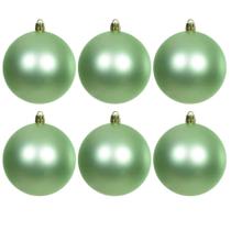Kit 6 Bolas De Natal Verde Claro 12cm Fosca Enfeite Pendente
