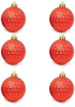 Kit 6 Bolas Decorativas de Natal Para Árvore Enfeite 6cm Vermelho Natalino