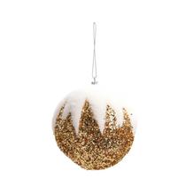 Kit 6 Bolas Natalinas Decorativas Nevada Ouro/Branco 8cm